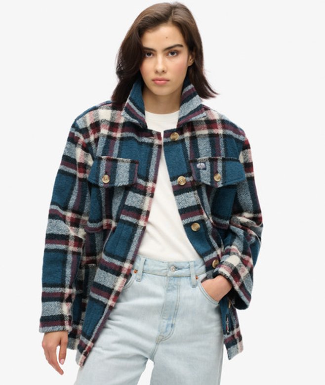 Superdry Damen Schwere, Ungefütterte Hemdjacke Blau - Größe: 40 Superdry Damen Schwere, Ungefütterte Hemdjacke Blau - Größe: 40 von Superdry
