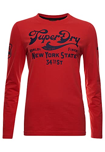 Superdry Damen Script Style Workwear L/S TOP Shirt, Americana Red, XS von Superdry