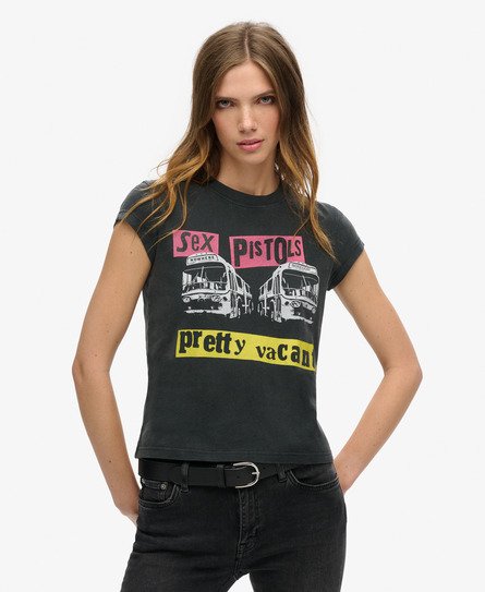 Superdry Damen Sex Pistols Limited Edition Band T-Shirt Schwarz - Größe: 38 von Superdry