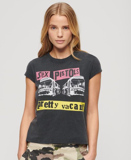 Superdry Damen Sex Pistols Limited Edition Band T-Shirt Schwarz - Größe: 44 von Superdry