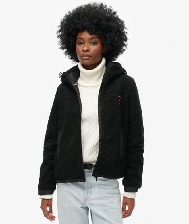 Superdry Damen Sherpa Fleece Trekker Jacke Schwarz - Größe: 42 Superdry Damen Sherpa Fleece Trekker Jacke Schwarz - Größe: 42 von Superdry