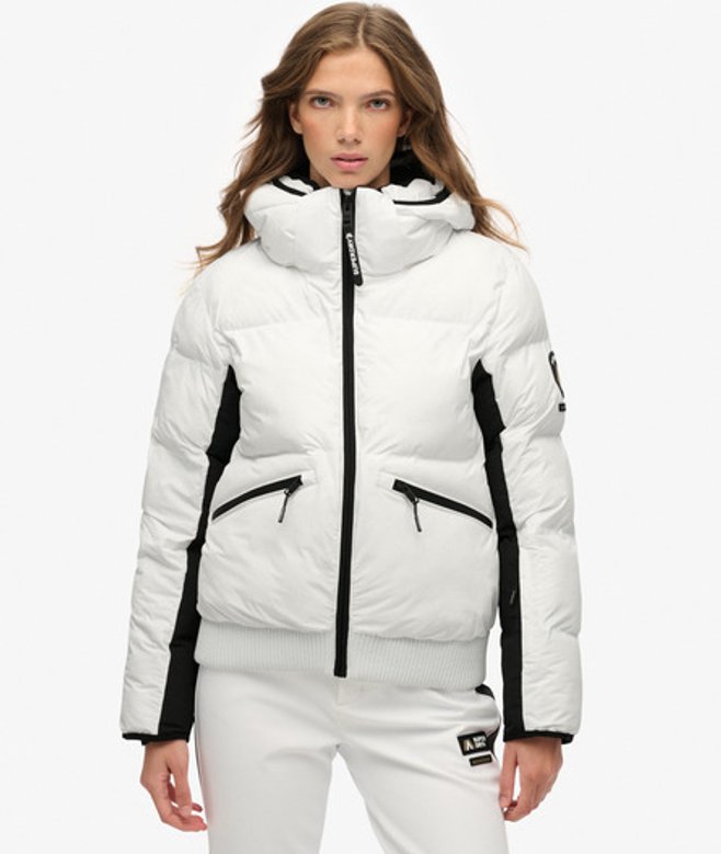 Superdry Damen Skibomberjacke mit Kapuze White - Größe: 42 von Superdry