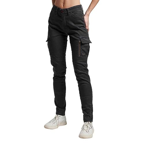 Superdry Damen Skinny Fit Cargo Pants Hose, Washed Black, 34W x 28L von Superdry