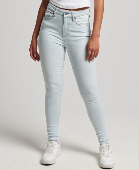 Superdry Damen Skinny Jeans aus Bio-Baumwolle mit Hohem Bund Hellblau - Größe: 24/30 von Superdry