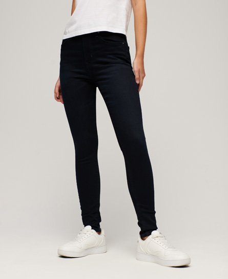 Superdry Women's Skinny Jeans aus Bio-Baumwolle mit Hohem Bund Schwarz - Größe: 26/30 von Superdry