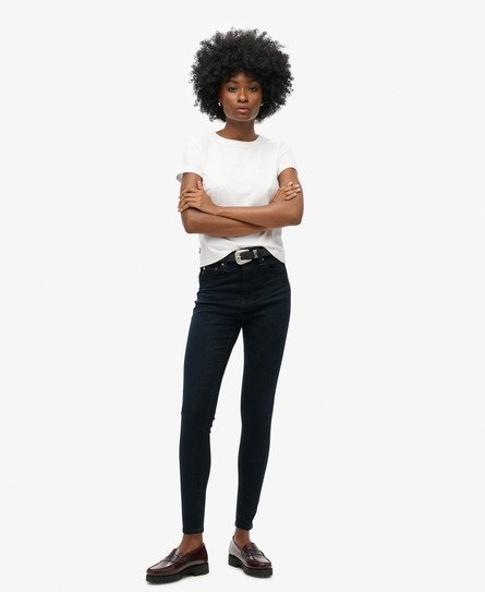 Superdry Women's Skinny Jeans aus Bio-Baumwolle mit Hohem Bund Schwarz - Größe: 26/32 von Superdry