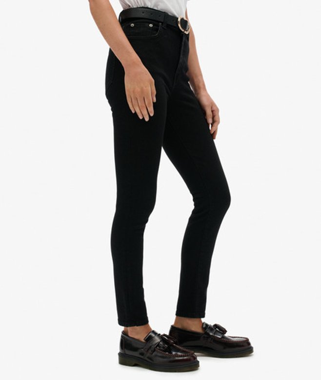 Superdry Damen Skinny Jeans aus Bio-baumwolle mit Hohem Bund Black - Größe: 30/32 von Superdry