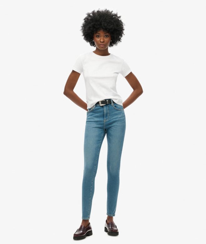 Superdry Damen Skinny Jeans aus Bio-baumwolle mit Hohem Bund Blau - Größe: 28/32 von Superdry