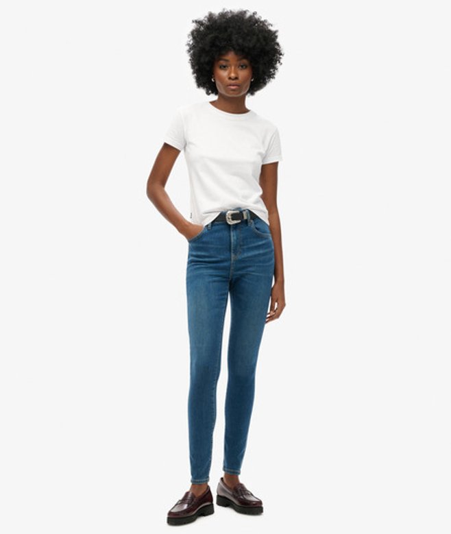 Superdry Damen Skinny Jeans aus Bio-baumwolle mit Hohem Bund Dunkelblau - Größe: 28/32 von Superdry