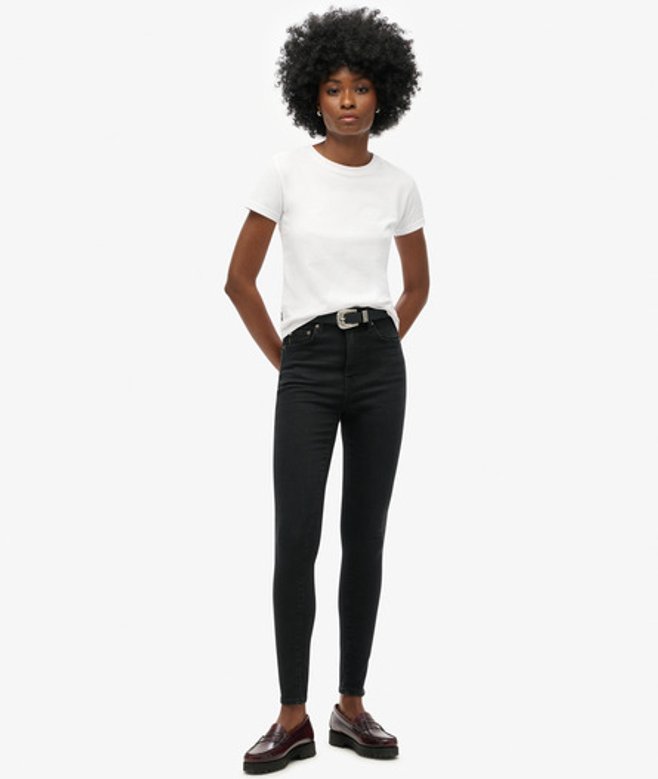 Superdry Damen Skinny Jeans aus Bio-baumwolle mit Hohem Bund Schwarz - Größe: 28/32 von Superdry