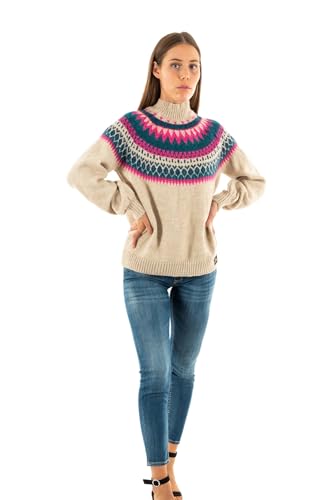 Superdry Damen Slouchy Pattern Knit T-Shirt, Ecru Fairisle, 36 von Superdry