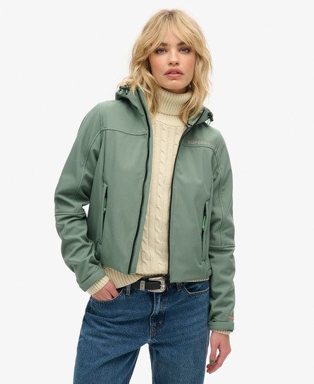 Superdry Damen Softshell Trekker Kapuzenjacke Grün - Größe: 40 von Superdry