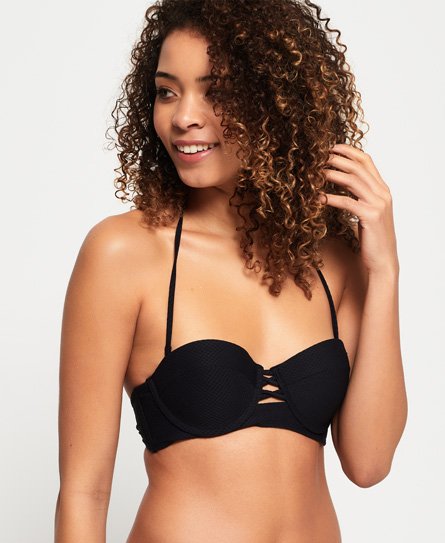 Superdry Women's Sophia Bikinitop mit Struktur und Körbchen Schwarz - Größe: 36 von Superdry