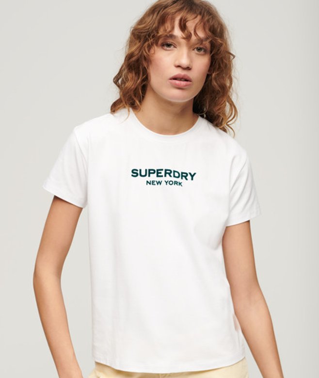 Superdry Damen Sport Luxe T-shirt mit Grafik Weiß - Größe: 44 von Superdry
