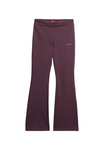 Superdry Damen Sport Tech Jogginghose mit niedriger Leibhöhe und ausgestelltem Bein Rauchiges Auberginenviolett 36 von Superdry