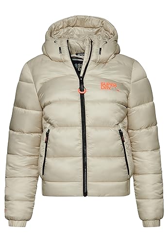 Superdry Damen Sportpuffer Bomberjacke Jacke, Pelican Beige, 36 von Superdry