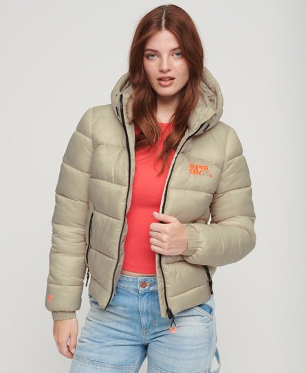 Superdry Damen Sports Bomberjacke mit Steppung Beige - Größe: 38 von Superdry
