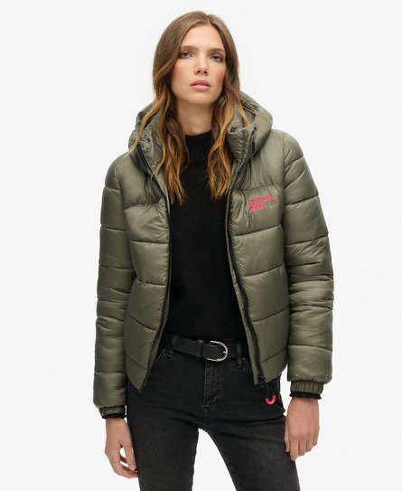 Superdry Damen Grün Sports Bomberjacke mit Steppung, Größe: 36 von Superdry