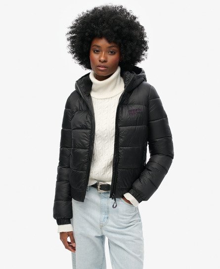 Superdry Women's Sports Bomberjacke mit Steppung Schwarz - Größe: 40 von Superdry