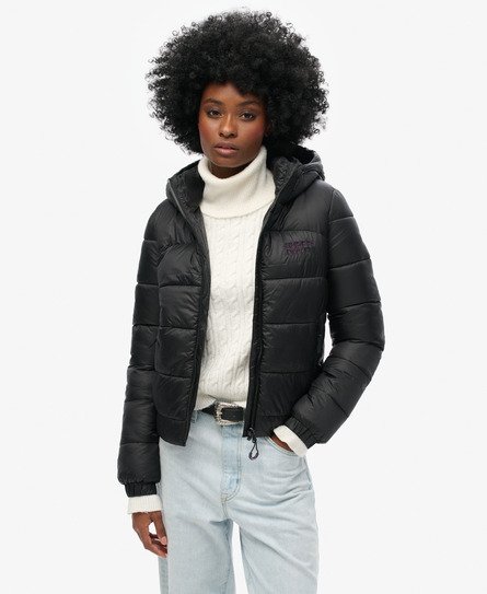 Superdry Damen Sports Bomberjacke mit Steppung Schwarz - Größe: 42 von Superdry
