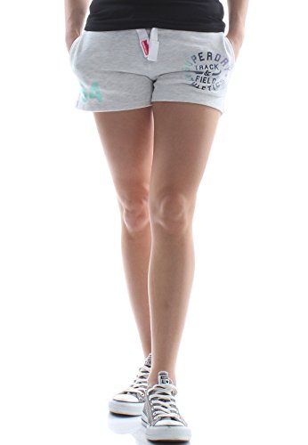 Superdry Damen Sportshorts Track & Field Lite, Grau (Ice Marl), 42 (Herstellergröße: L) von Superdry