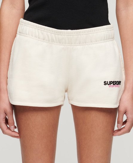 Superdry Damen Sportswear Racer Shorts mit Logo Creme - Größe: 36 von Superdry