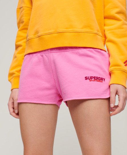 Superdry Damen Sportswear Racer Shorts mit Logo Pink - Größe: 36 von Superdry