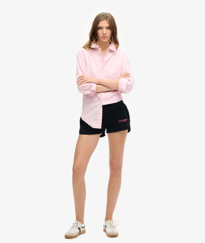 Superdry Damen Sportswear Racer Shorts mit Logo Schwarz - Größe: 42 von Superdry