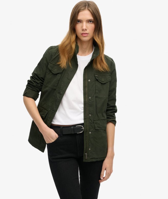 Superdry Damen M65 Verzierte Militärjacke Grün - Größe: 38 von Superdry