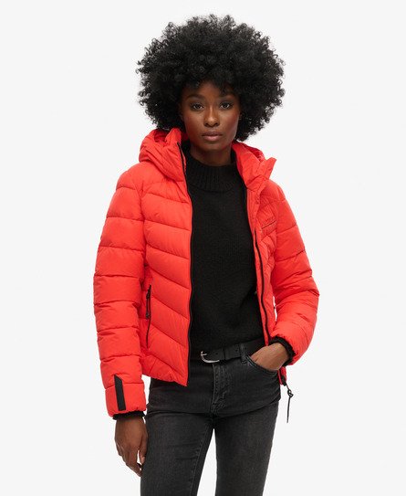 Superdry Women's Steppjacke aus Mikrofaser mit Kapuze Rot - Größe: 36 von Superdry