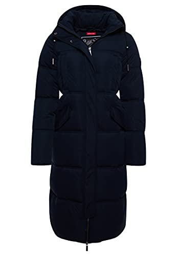 Superdry Damen Steppmantel aus Mikrofaser mit Kapuze Finster Marineblau 38 von Superdry