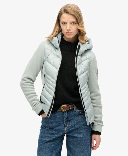 Superdry Damen Storm Fleecejacke mit Kapuze Hellgrau - Größe: 42 von Superdry