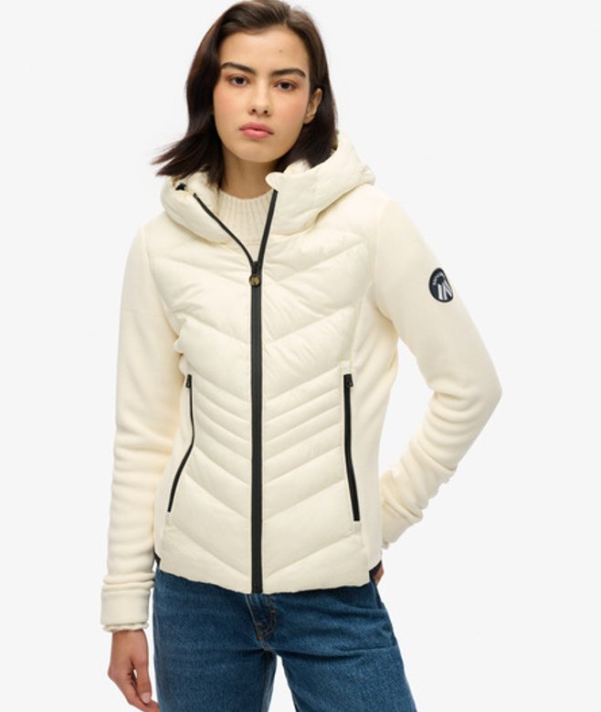 Superdry Damen Storm Fleecejacke mit Kapuze Weiß - Größe: 38 von Superdry