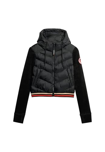 Superdry Damen Storm Fuji Hybrid Bomberjacke mit Kapuze Schwarz 42 von Superdry