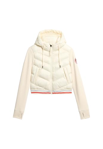Superdry Damen Storm Fuji Hybrid Bomberjacke mit Kapuze Wollweiß 42 von Superdry
