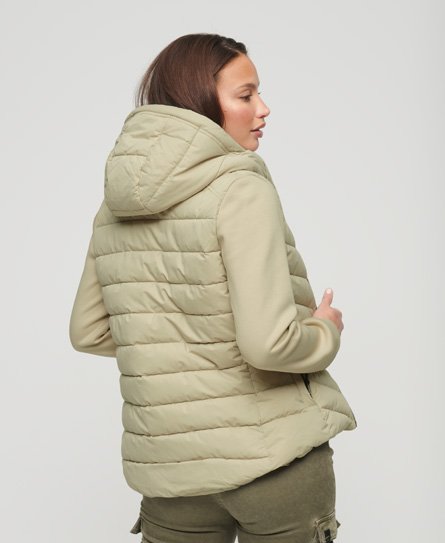 Superdry Women's Storm Hybrid Steppjacke mit Kapuze Beige - Größe: 40 von Superdry