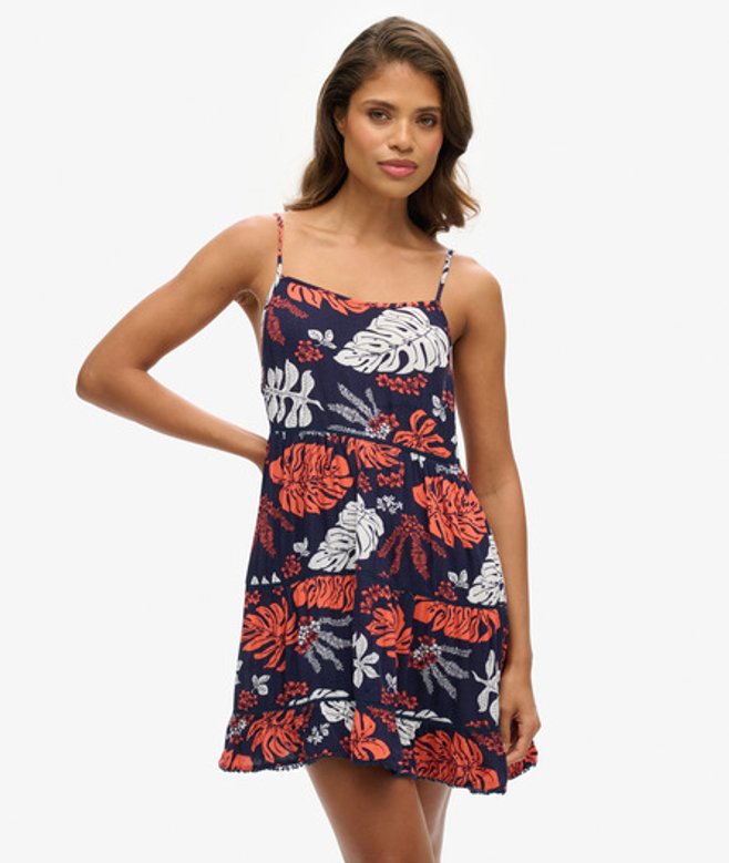 Superdry Damen Marineblau, Rot und Weiß Minikleid Blumendruck, Größe: 42 - Größe: 42 von Superdry