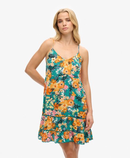 Superdry Damen Strand-minikleid mit Spaghettiträgern Türkis - Größe: 38 von Superdry