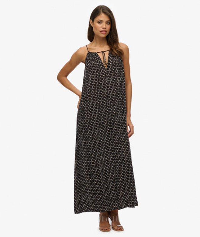 Superdry Damen Strand-maxikleid mit Trägern Black - Größe: 36 von Superdry
