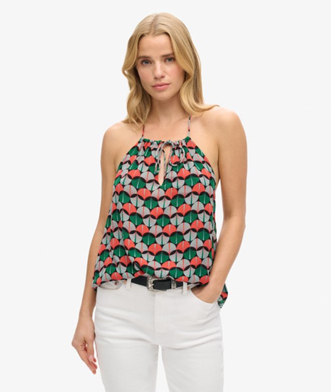 Superdry Damen Strandoberteil mit Nackenträger und Print Orange - Größe: 42 von Superdry