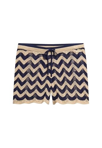 Superdry Damen Strick-Shorts mit Zickzackmuster Marineblau Gold Zickzack-Streifen 42 von Superdry