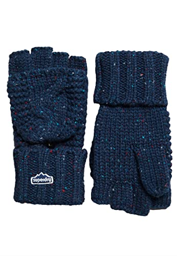 Superdry Damen Strickhandschuhe mit Zopfmuster Dunkel Marineblau Tweed 1SIZE von Superdry