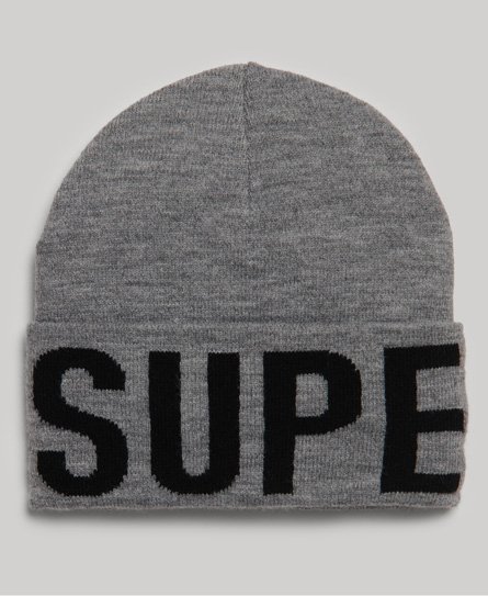 Superdry Women's Strickmütze mit Logo Silber - Größe: 1Größe von Superdry