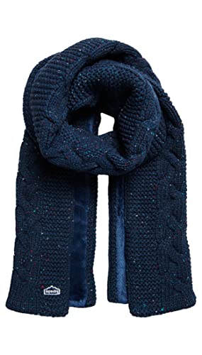 Superdry Damen Strickschal mit Zopfmuster Dunkel Marineblau Tweed 1SIZE von Superdry