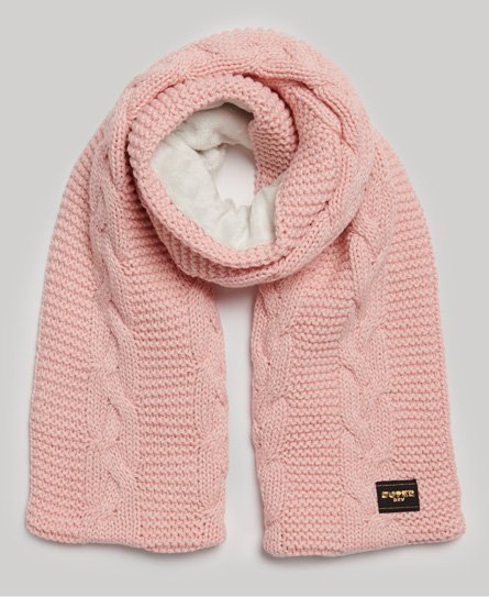 Superdry Women's Strickschal mit Zopfmuster Pink - Größe: 1Größe von Superdry