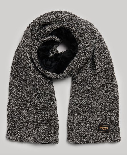 Superdry Damen Strickschal mit Zopfmuster Schwarz - Größe: 1Größe von Superdry