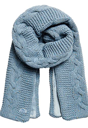 Superdry Damen Strickschal mit Zopfmuster Zartblau Tweed 1SIZE von Superdry