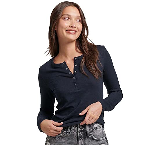 Superdry Damen Studios Henley Kapuzenpullover, Eklipse Navy, 42 von Superdry