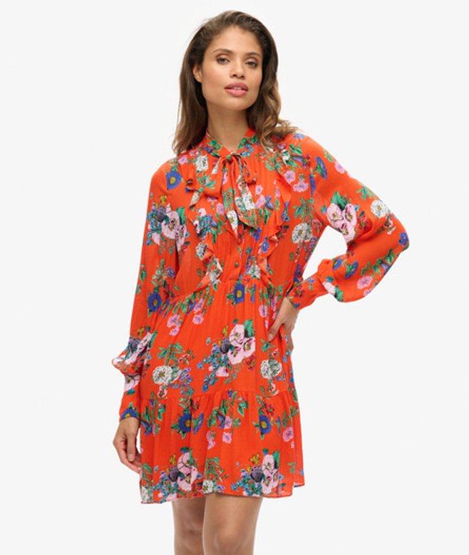 Superdry Damen Rot, Grün und Blau Minikleid Blumendruck, Größe: 40 - Größe: 40 von Superdry