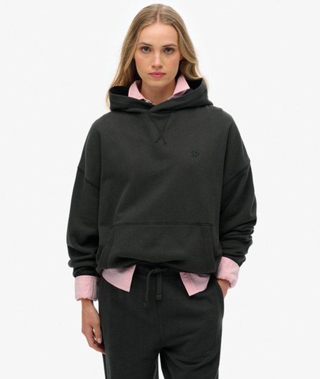 Superdry Damen Studios Relaxed Hoodie Dark Grey - Größe: 44 von Superdry